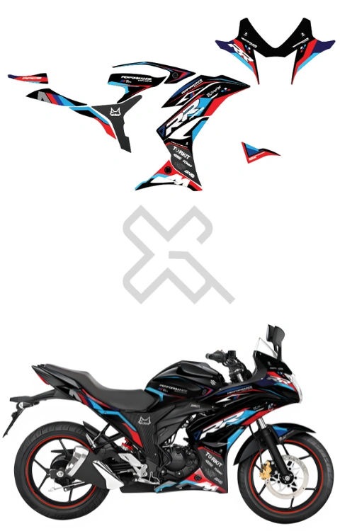 RR Edition Full Body Sticker Compatible with Gixxer SF 150 Bs4 | Made in Premium Gloss Vinyl with FPF (Fade Protection Film), Waterproof, Precut Sticker, Pack of 1